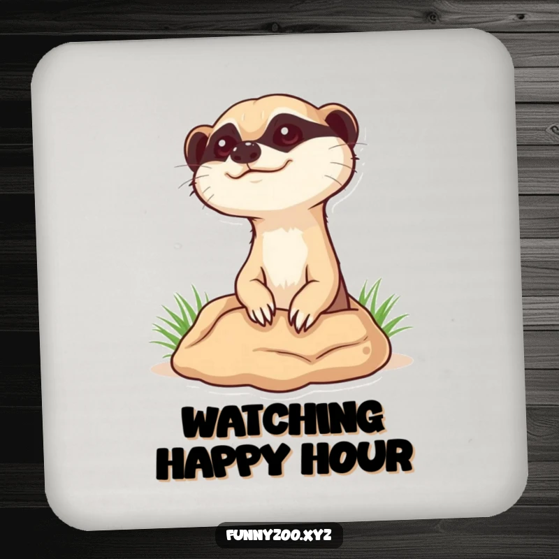 Funny curious meerkat coaster, showing a meerkat peeking out of a burrow, adding a touch of playful observation.