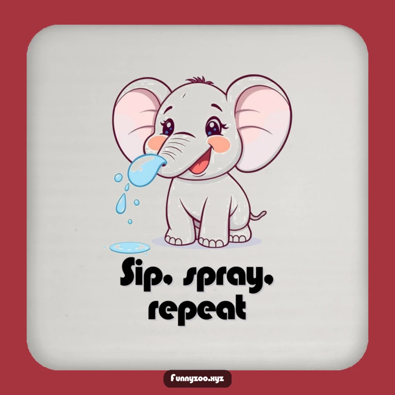 Funny Elephant Spraying Coaster - Protect Surfaces with Cartoon Charm