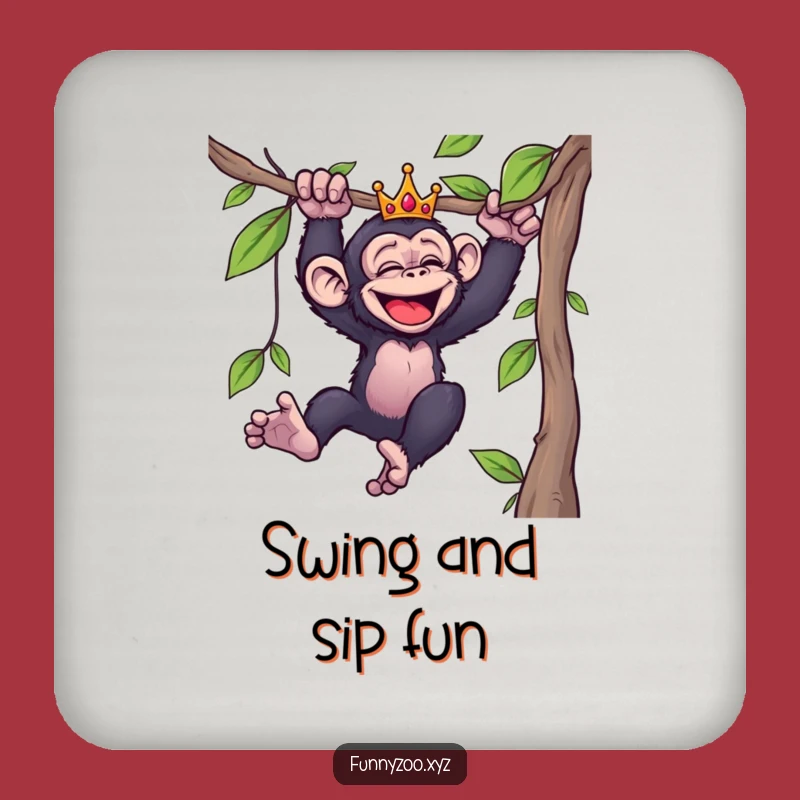 Funny Giggling Chimp Coaster: Protect Surfaces with a Crowned Swinging Primate
