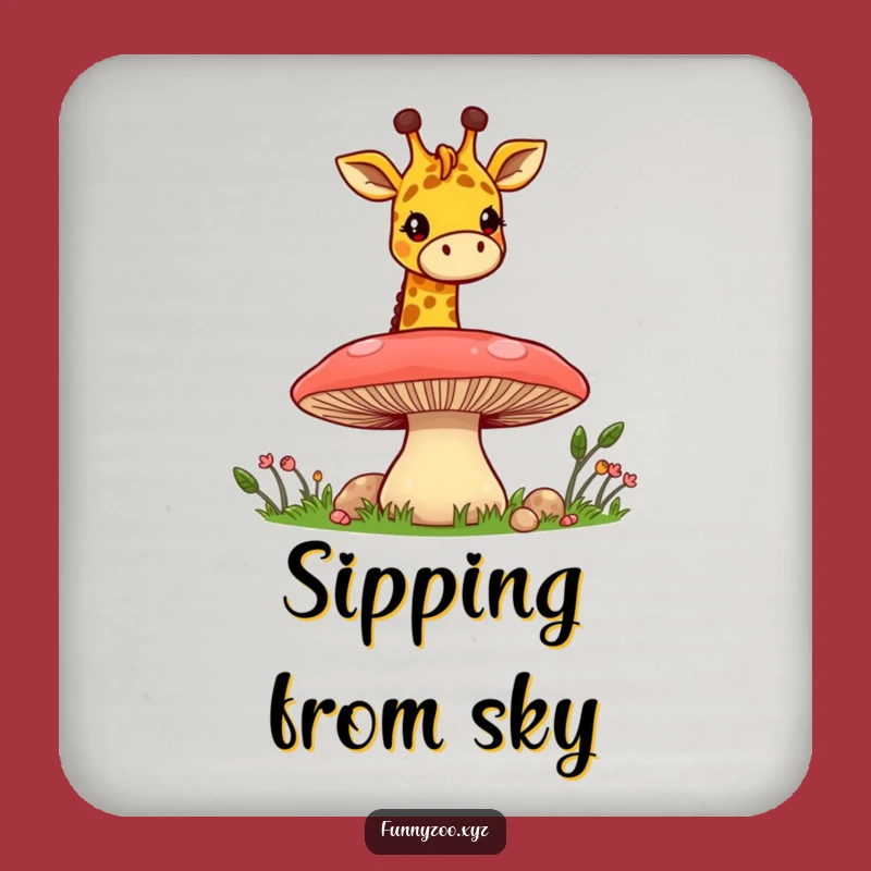 Funny Giraffe Mushroom Peek Coaster: Whimsical Table Protector