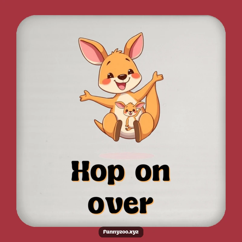 Funny Kangaroo Bounce Coaster: Chic Mom & Joey Drink Protector, Humorous Decor