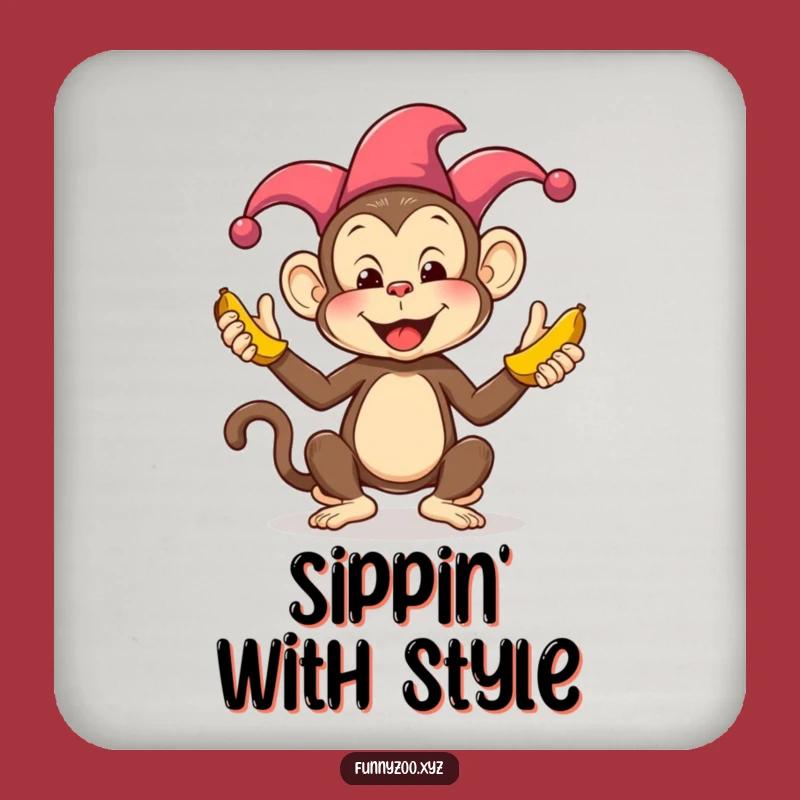 Funny Monkey Juggling Bananas Coaster: Jester Table Protector for Gifts