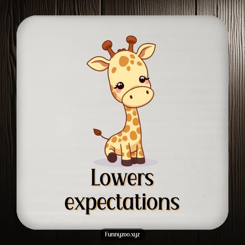 Funny giraffe coaster, character lowering head to greet, protects surfaces, playful home decor, unique funny gift.