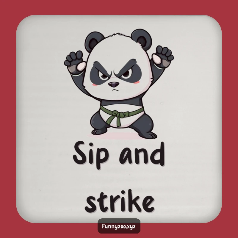 Funny Panda Martial Arts Coaster: Protect Surfaces with Power, Funny Gift!