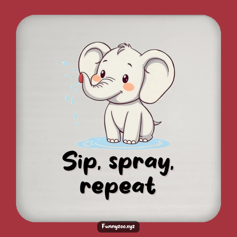 Funny Elephant Drink Coaster: Playful Water Spray Protection, Humorous Gift Set