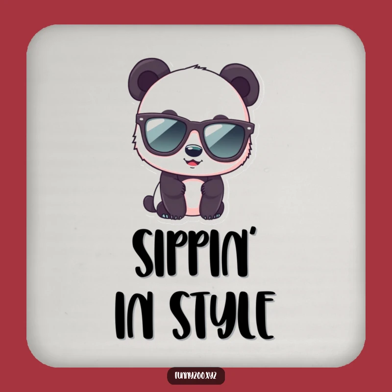 Funny Panda Sunglasses Drink Coaster: Protect Surfaces with Cool Bear Art
