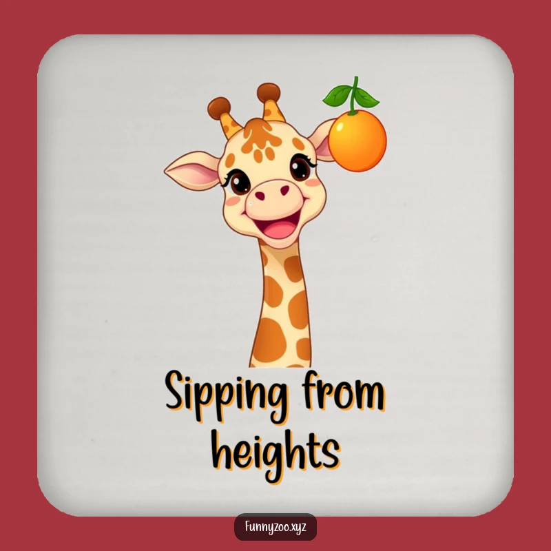 Funny Cheerful Giraffe Coaster: Protect Surfaces with a Grinning Fruit-Snatcher