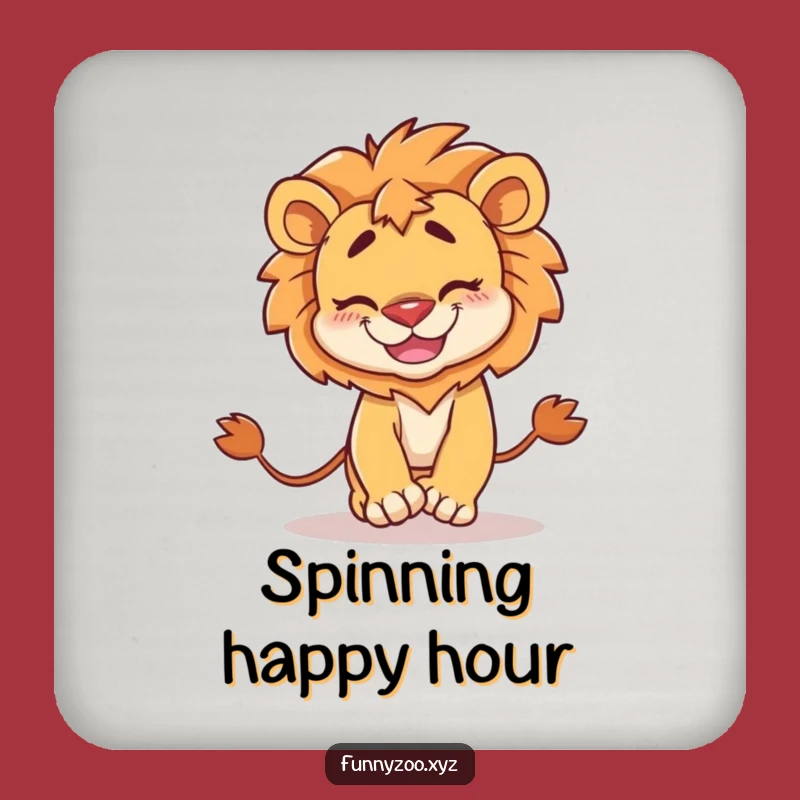 Funny Lion Coaster: Goofy Tail Chase Protection - Quirky Funny Drink Gift!