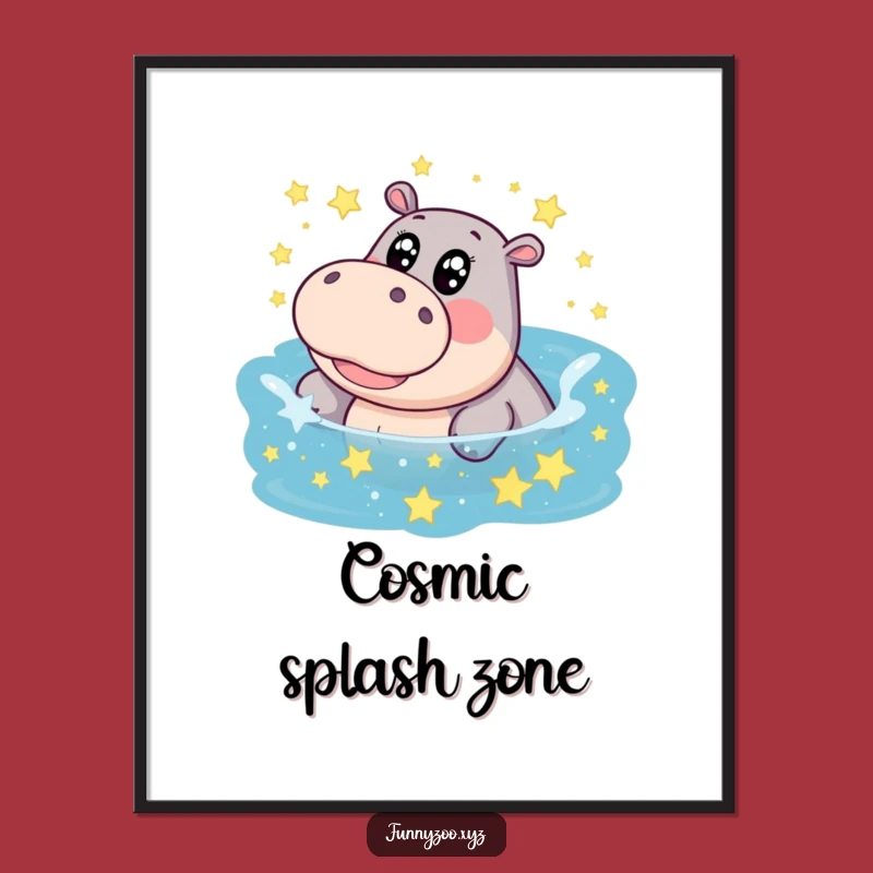 Funny Hippo Star Pool Poster: Decorate with Dreams, Magical Funny Art!