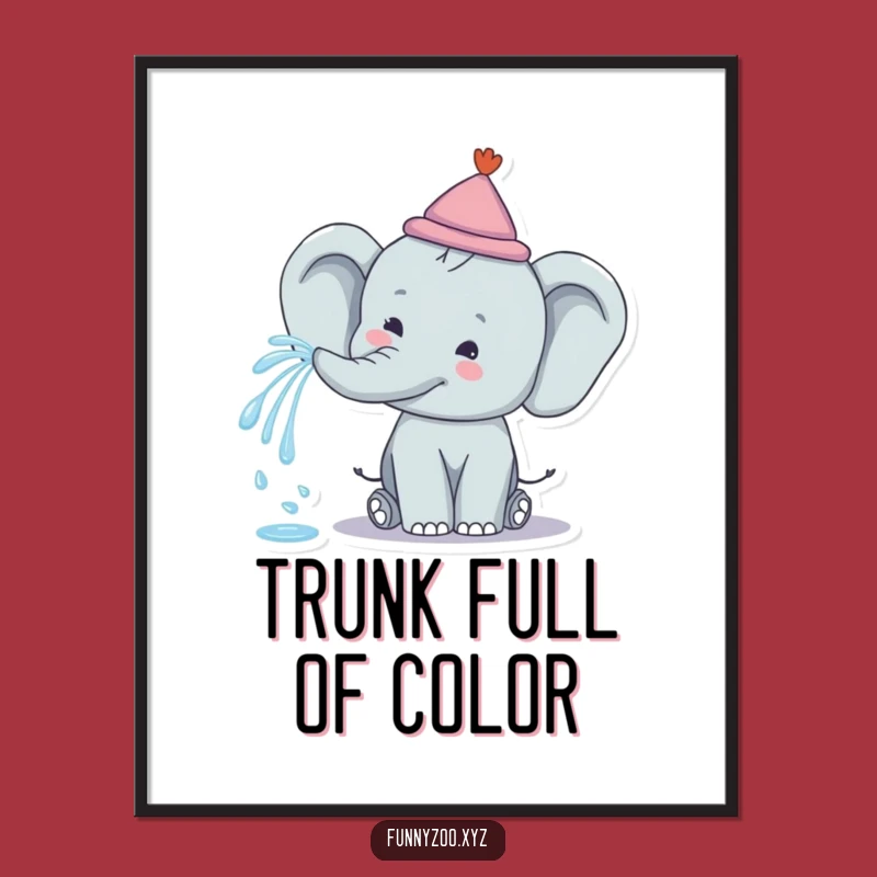Funny Elephant Rainbow Spray Poster: Colorful Art for Joyful Decor