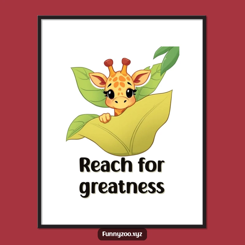 Funny Giraffe Jungle Leaf Poster: Whimsical Wall Art & Amusing Gift