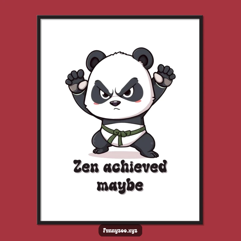 Funny Panda Martial Arts Poster: Decorate with Determination, Motivational Art!