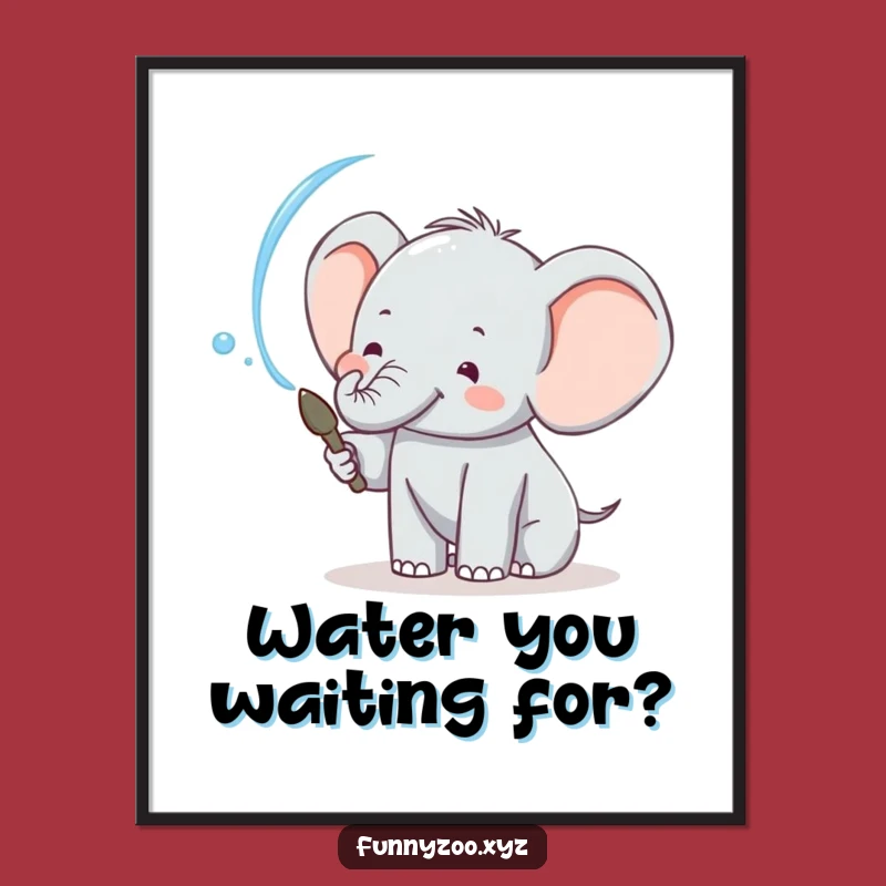Funny Elephant Water Arc Poster: Vibrant Wall Art and Hilarious Gift Idea