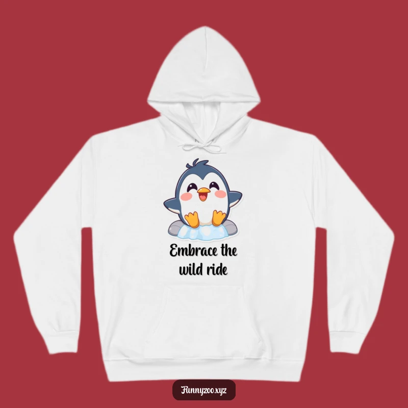 Funny Penguin Waterfall Hoodie A Cozy Surprised Bird Sweatshirt