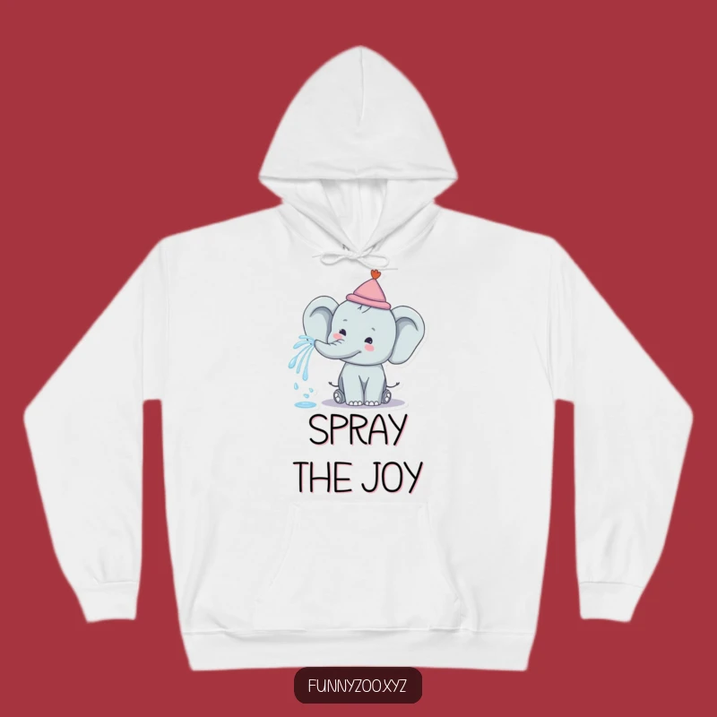 Funny Elephant Rainbow Spray Hoodie: Cozy Happy Character Sweatshirt