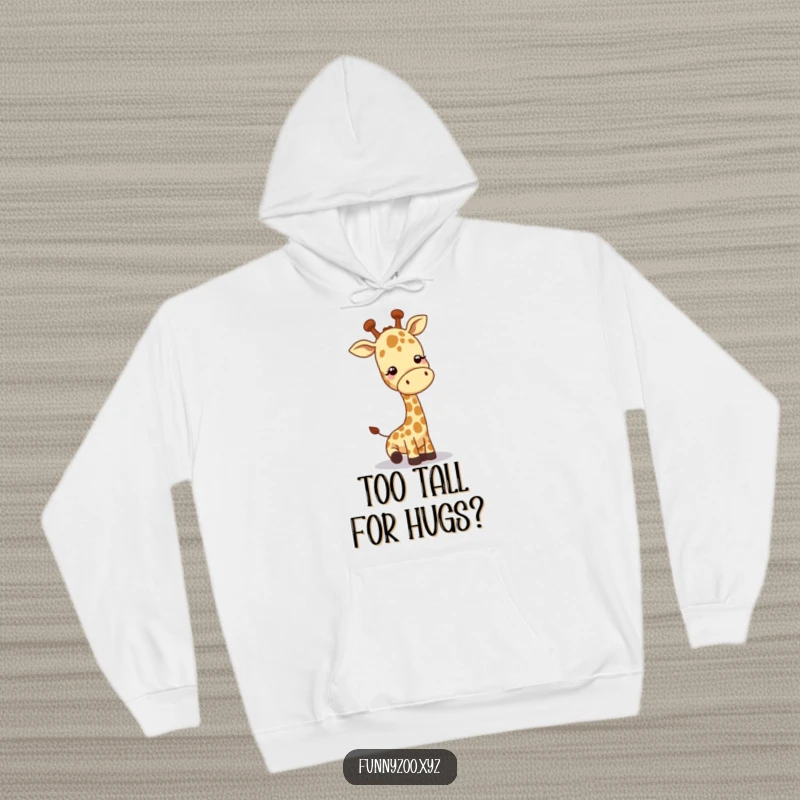 Funny giraffe hoodie, character lowering head to greet playfully, cozy and warm, excellent funny gift.