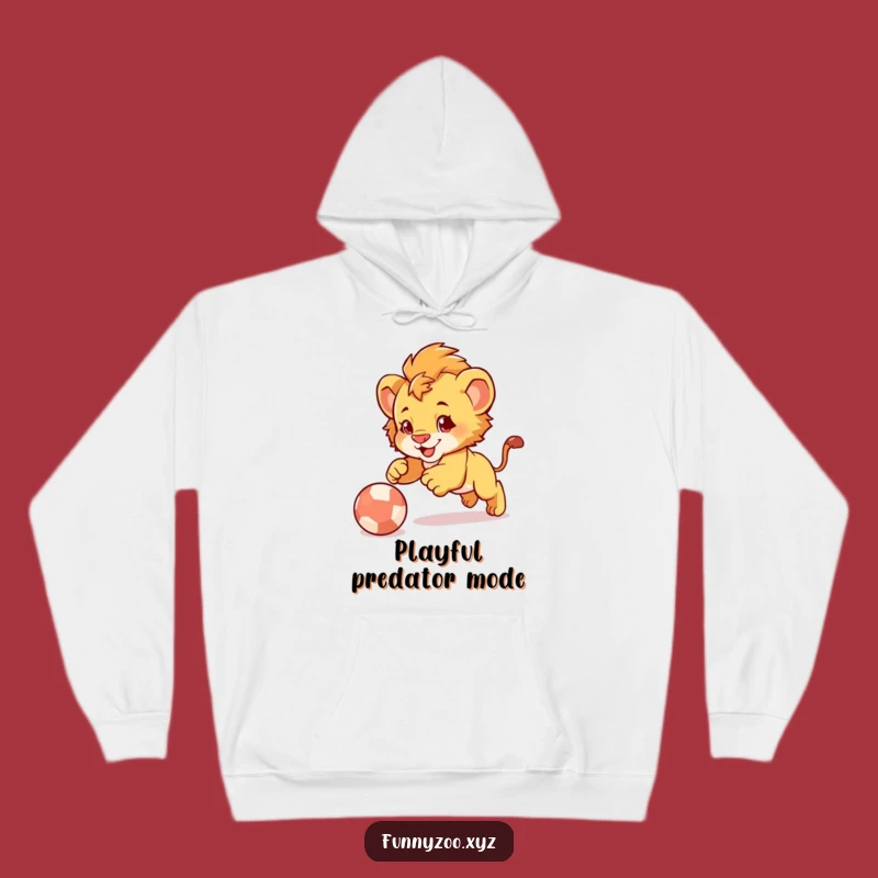 Funny Lion Cub Pounce Hoodie: Cozy Cub Action, Warm Funny Gift