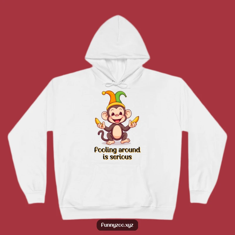 Funny Monkey Jester Hoodie A Cozy Banana Juggling Character Sweatshirt