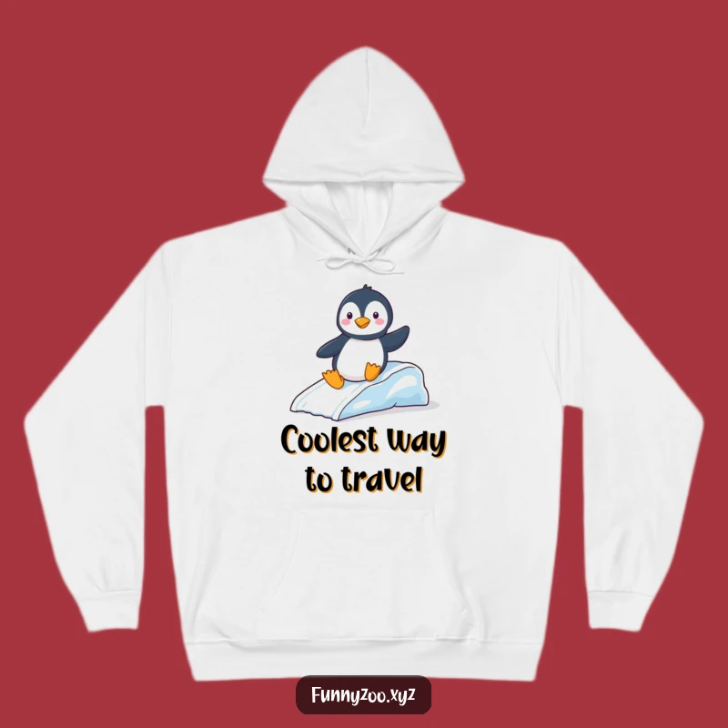 Funny Penguin Slide Hoodie: Cozy Winter Warmth with Hilarious Arctic Fun!