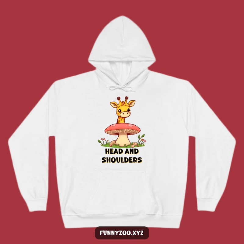 Funny Giraffe Mushroom Peek Hoodie: Cozy Whimsical Character Sweatshirt