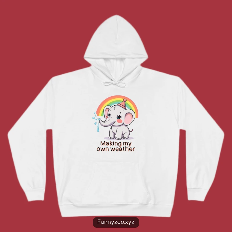 Funny Elephant Hoodie: Cozy Rainbow Trunk Spray - Warm & Cheerful Funny Gift!