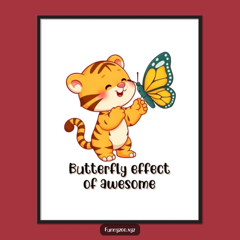 Funny Free Printable Wall Art: Tiger Butterfly Play Downloadable Art