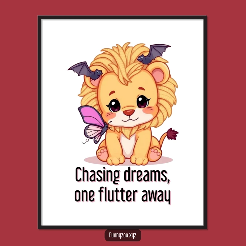 Free Printable Wall Art: Lion Cub Yarn Mane - Cute Animal Decor Downloadable