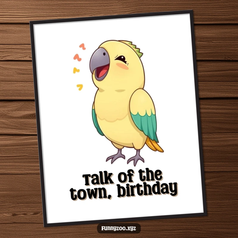 Funny Free Printable Wall Art: Delighted parrot mimicking a comical sound, bringing vibrant energy to any room.