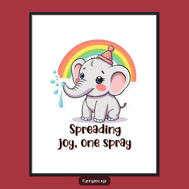 Free Printable Wall Art Elephant Rainbow, Cheerful Downloadable Home Decor