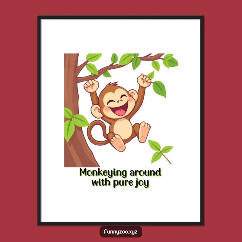Free Printable Wall Art: Laughing Monkey Swinging Funny Downloadable Art