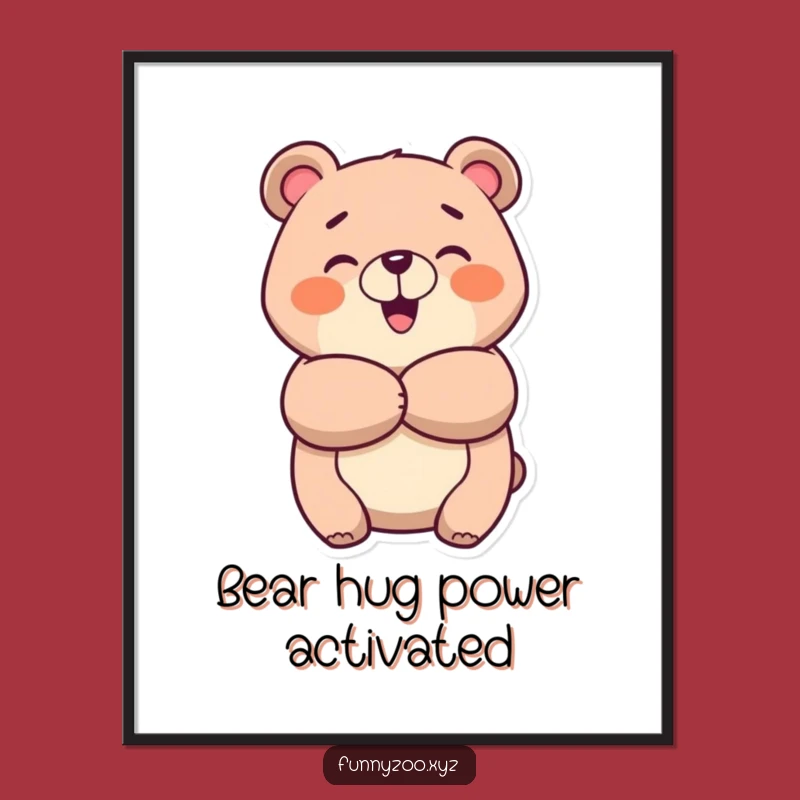 Funny Free Printable Bear Wall Art: Happy Hug Downloadable Decor