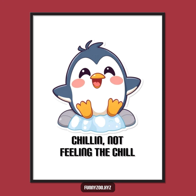 Funny Free Printable Wall Art: Laughing Penguin Waterfall Adventure!