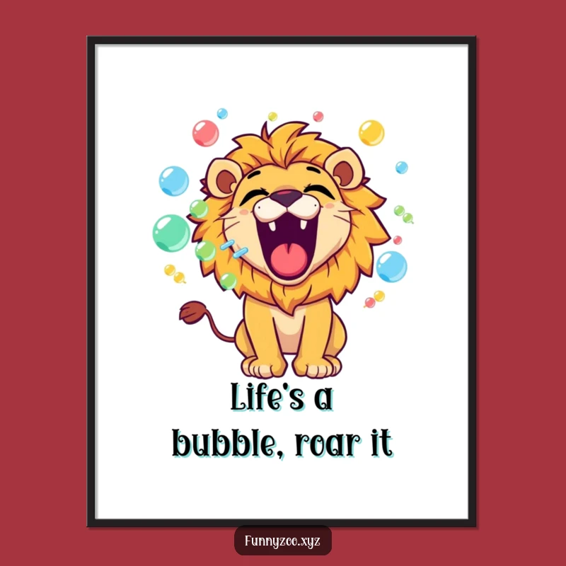 Funny Free Printable Wall Art: Lion Bubble Roar - Quirky Downloadable Art