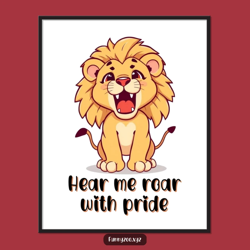 Funny Free Printable Wall Art: Roaring Lion Cub Downloadable