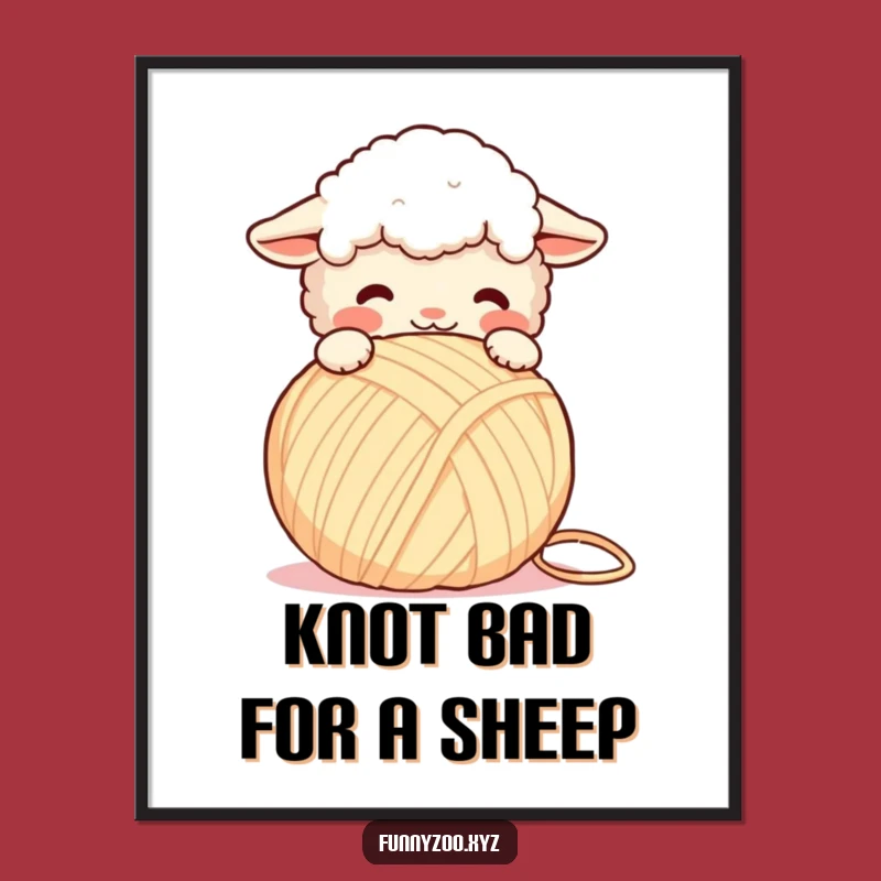 Funny Free Printable Wall Art: Sheep Headbutting Yarn Downloadable Art
