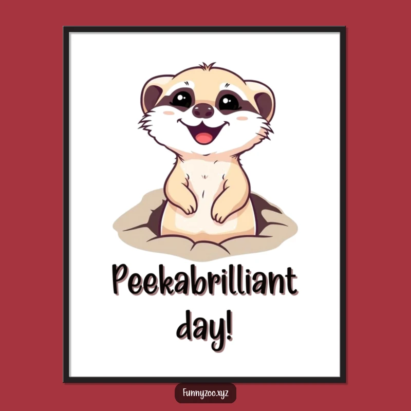 Happy Meerkat Peeking Art Free Printable: Quirky Hole Dweller Downloadable Decor