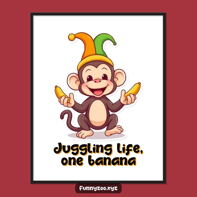 Funny Free Printable Wall Art: Juggling Monkey, Quirky Banana Art!
