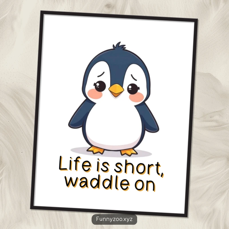 Funny Free Printable Wall Art: A silly penguin taking a confused waddle, creating a humorous and endearing scene.
