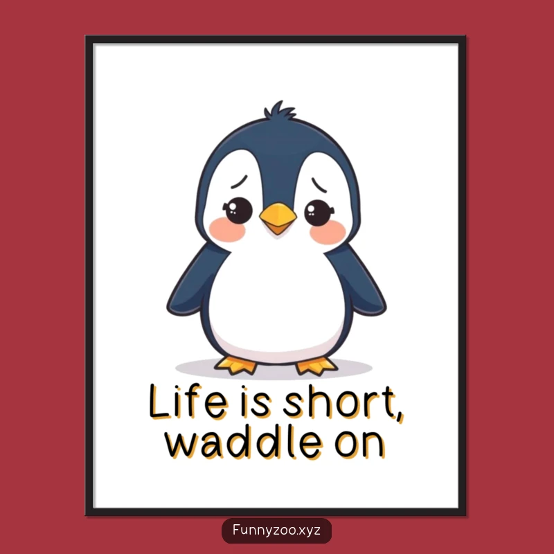 Free Printable Wall Art: Silly Penguin Confused Waddles Funny Downloadable Decor