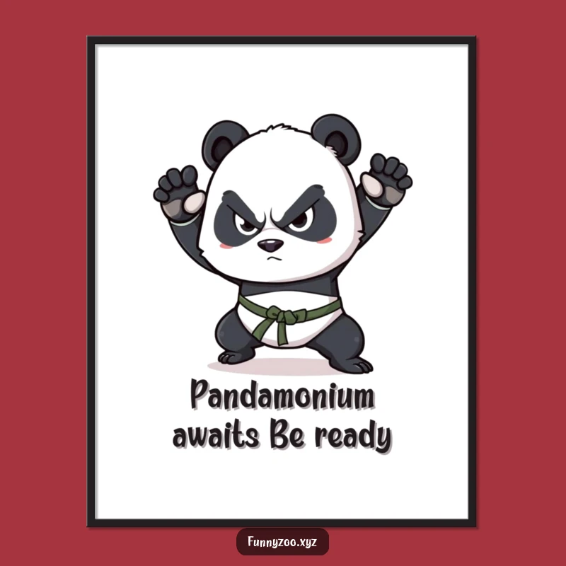 Free Printable Funny Panda Wall Art: Martial Arts Squint Determined Decor