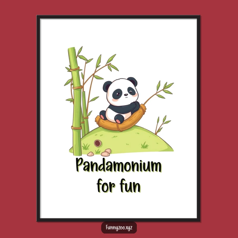 Funny Free Printable Wall Art: Panda Bamboo Roll Adventure Downloadable Art
