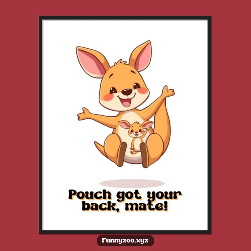 Free Printable Wall Art: Funny Kangaroo Joey Bouncing Joy Downloadable Art Gift