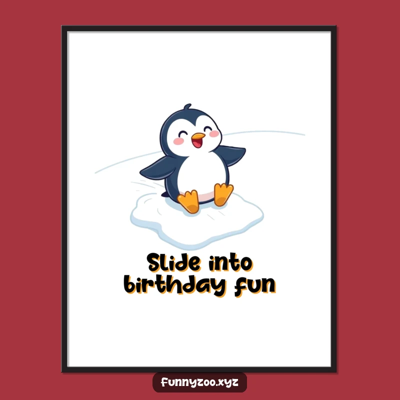Free Printable Penguin Wall Art - Sliding Slope Fun Downloadable Decor