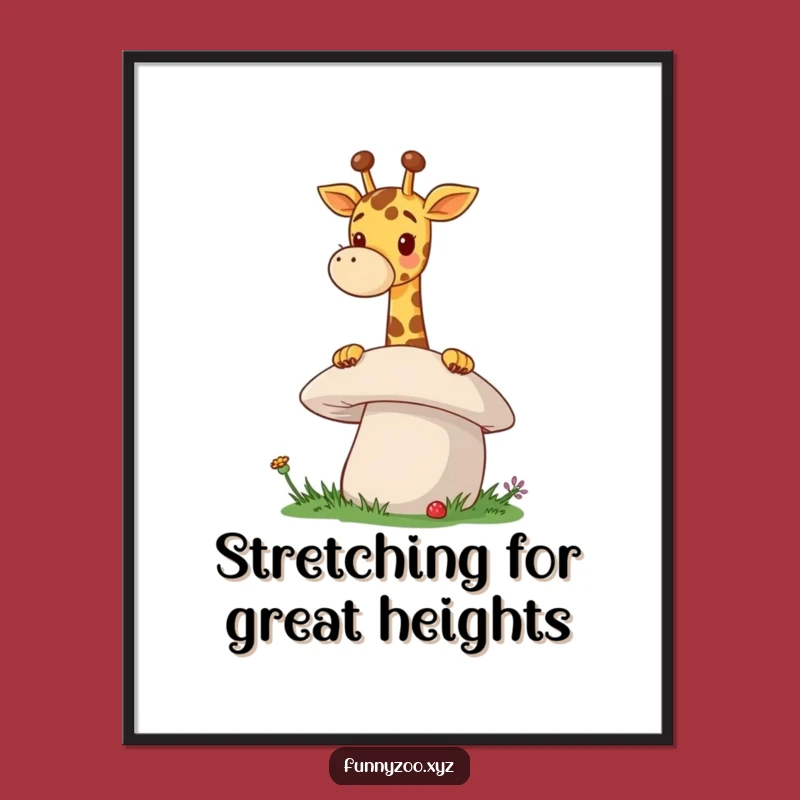 Funny Free Printable Wall Art: Giraffe Peeking Over Mushroom, Whimsical Decor!