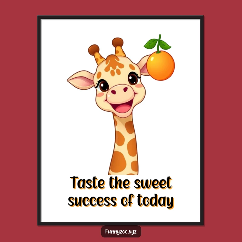 Free Printable Wall Art: Cheerful Giraffe Reach - Fun Animal Decor Downloadable
