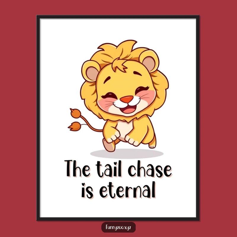 Free Printable Lion Wall Art - Goofy Grin & Tail Chase Decor!