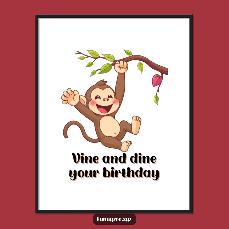 Free Printable Monkey Wall Art - Giggling Vine Swinger Funny Downloadable Decor