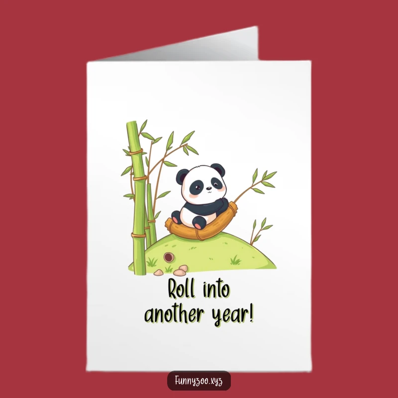 Free Printable Birthday Card: Funny Panda Bamboo Roll Downloadable Gift