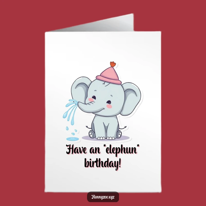 Free Printable Elephant Birthday Card - Rainbow Spray Fun!