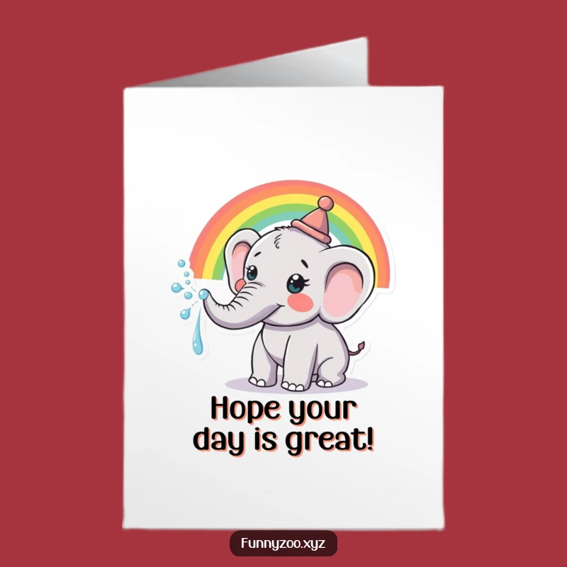 Free Printable Happy Birthday Card Elephant Rainbow, Cheerful Downloadable Greeting